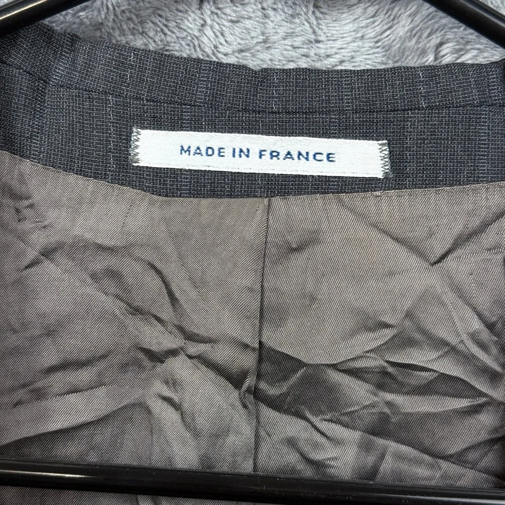 Made in France Blazer Mens 42 Grey Pinstripe Two Button Formal Suit Jacket